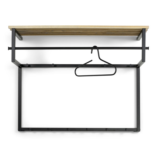 Spinder 11 Hook Wall Mounted Coat Rack in Black/Oak Wayfair.co.uk